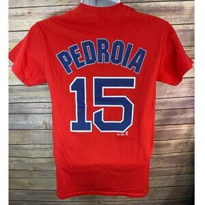 Majestic Boston Red Sox Pedroia Tshirt red size small baseball